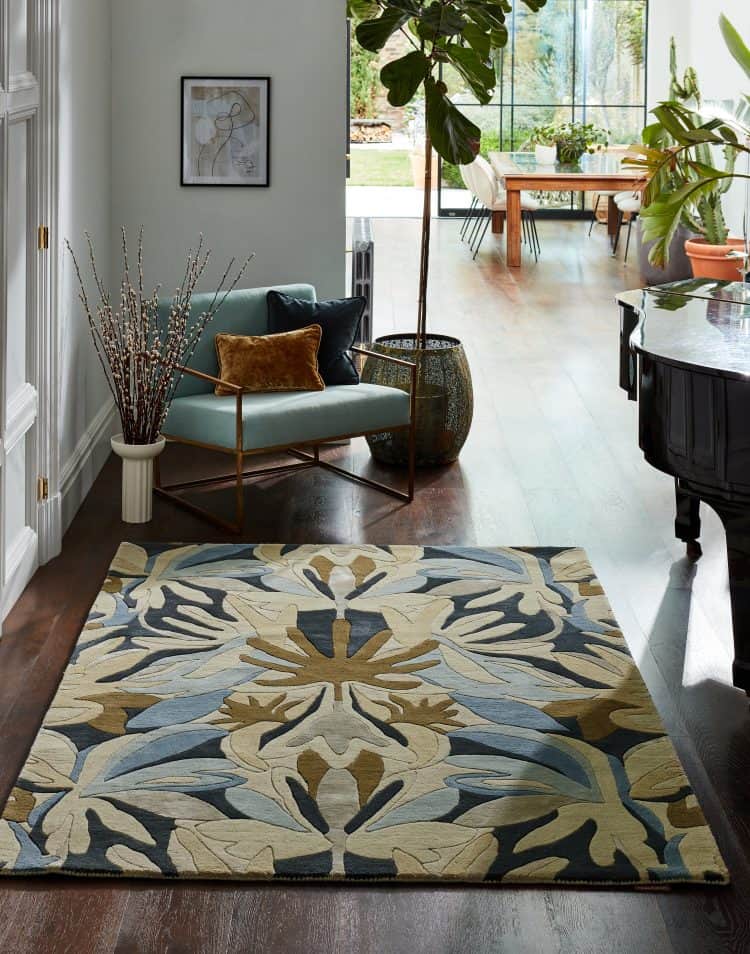 Melora Rug from Stringers Home in stylish living room setting.