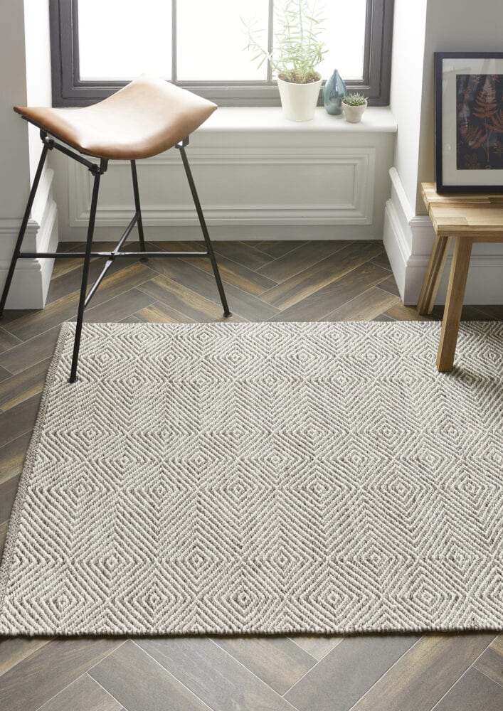 Estelle Rug Natural with geometric pattern in contemporary living space.