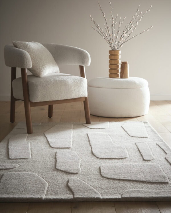 Sculptured Wool Rug Stone Oatmeal | Hand Tufted Wool Living Room Rug ...