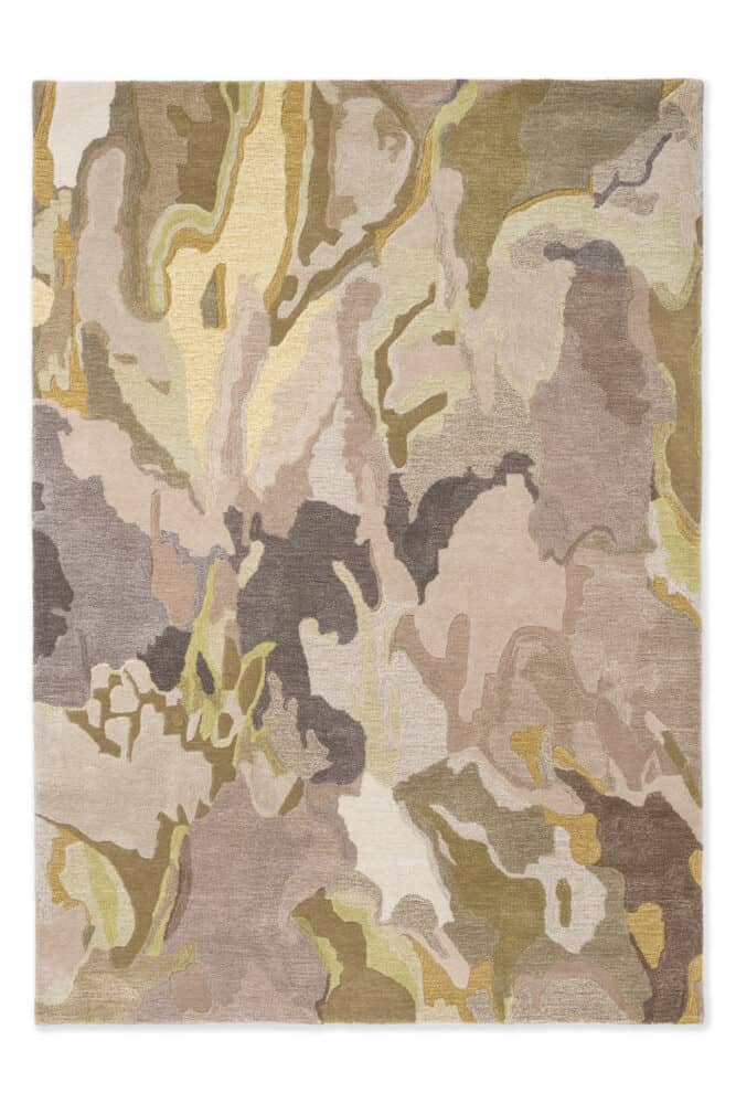 Abstract patterned rug with earthy tones for modern home decor.